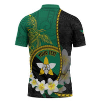 Personalised PNG Enga Provins Zipper Polo Shirt Papua New Guinea Plumeria Melanesian Pattern - Polynesian Pride