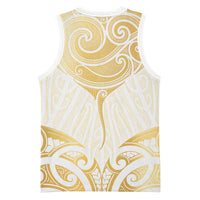 Gold White New Zealand Manta Ray Basketball Jersey Aotearoa Maori Haehae - Polynesian Pride