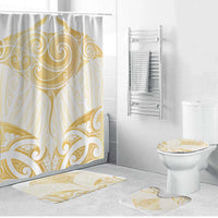 Gold White New Zealand Manta Ray Bathroom Set Aotearoa Maori Haehae - Polynesian Pride