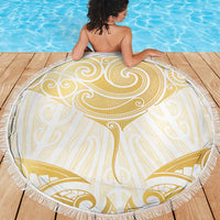 Gold White New Zealand Manta Ray Beach Blanket Aotearoa Maori Haehae - Polynesian Pride