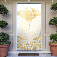 Gold White New Zealand Manta Ray Door Cover Aotearoa Maori Haehae - Polynesian Pride