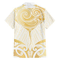 Gold White New Zealand Manta Ray Family Matching Long Sleeve Bodycon Dress and Hawaiian Shirt Aotearoa Maori Haehae - Polynesian Pride