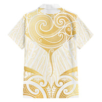 Gold White New Zealand Manta Ray Family Matching Short Sleeve Bodycon Dress and Hawaiian Shirt Aotearoa Maori Haehae - Polynesian Pride