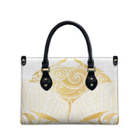 Gold White New Zealand Manta Ray Leather Bag Aotearoa Maori Haehae - Polynesian Pride