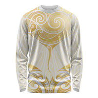 Gold White New Zealand Manta Ray Long Sleeve Shirt Aotearoa Maori Haehae LT14 Unisex White - Polynesian Pride