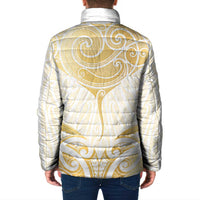 Gold White New Zealand Manta Ray Padded Jacket Aotearoa Maori Haehae - Polynesian Pride