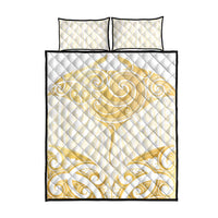 Gold White New Zealand Manta Ray Quilt Bed Set Aotearoa Maori Haehae - Polynesian Pride