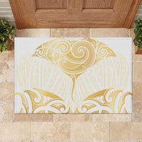 Gold White New Zealand Manta Ray Rubber Doormat Aotearoa Maori Haehae - Polynesian Pride