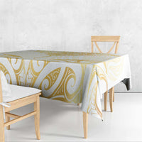 Gold White New Zealand Manta Ray Tablecloth Aotearoa Maori Haehae - Polynesian Pride