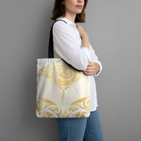 Gold White New Zealand Manta Ray Tote Bag Aotearoa Maori Haehae - Polynesian Pride