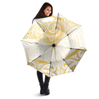 Gold White New Zealand Manta Ray Umbrella Aotearoa Maori Haehae - Polynesian Pride