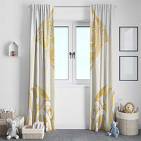 Gold White New Zealand Manta Ray Window Curtain Aotearoa Maori Haehae - Polynesian Pride