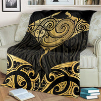 Gold Black New Zealand Manta Ray Blanket Aotearoa Maori Haehae - Polynesian Pride