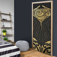 Gold Black New Zealand Manta Ray Door Cover Aotearoa Maori Haehae - Polynesian Pride