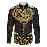 Gold Black New Zealand Manta Ray Family Matching Mermaid Dress and Hawaiian Shirt Aotearoa Maori Haehae - Polynesian Pride