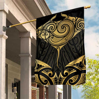 Gold Black New Zealand Manta Ray Garden Flag Aotearoa Maori Haehae - Polynesian Pride