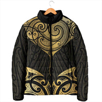 Gold Black New Zealand Manta Ray Padded Jacket Aotearoa Maori Haehae - Polynesian Pride