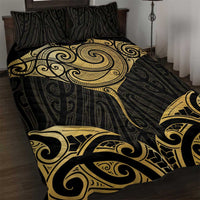 Gold Black New Zealand Manta Ray Quilt Bed Set Aotearoa Maori Haehae - Polynesian Pride