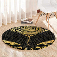 Gold Black New Zealand Manta Ray Round Carpet Aotearoa Maori Haehae - Polynesian Pride