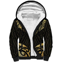 Gold Black New Zealand Manta Ray Sherpa Hoodie Aotearoa Maori Haehae - Polynesian Pride