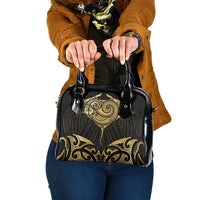 Gold Black New Zealand Manta Ray Shoulder Handbag Aotearoa Maori Haehae - Polynesian Pride
