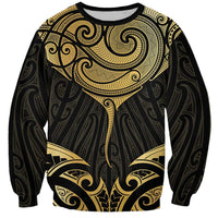 Gold Black New Zealand Manta Ray Sweatshirt Aotearoa Maori Haehae - Polynesian Pride