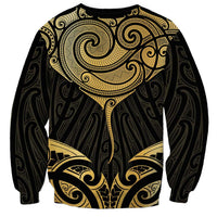 Gold Black New Zealand Manta Ray Sweatshirt Aotearoa Maori Haehae - Polynesian Pride