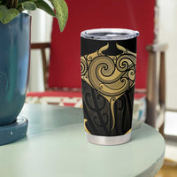 Gold Black New Zealand Manta Ray Tumbler Cup Aotearoa Maori Haehae - Polynesian Pride