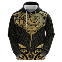 Gold Black New Zealand Manta Ray Zip Hoodie Aotearoa Maori Haehae - Polynesian Pride