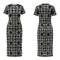 Eleele Hawaii Iwa Bird Palaka Motifs Family Matching Short Sleeve Bodycon Dress and Hawaiian Shirt LT14 Mom's Dress Black - Polynesian Pride