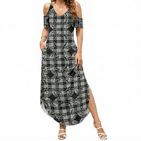 Eleele Hawaii Iwa Bird Palaka Motifs Summer Maxi Dress LT14 Women Black - Polynesian Pride