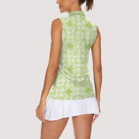 Omaomao Hawaii Iwa Bird Palaka Motifs Women Sleeveless Polo Shirt LT14 - Polynesian Pride