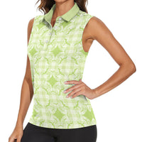 Omaomao Hawaii Iwa Bird Palaka Motifs Women Sleeveless Polo Shirt LT14 - Polynesian Pride