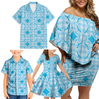 Polu Hawaii Iwa Bird Palaka Motifs Family Matching Off Shoulder Short Dress and Hawaiian Shirt LT14 - Polynesian Pride