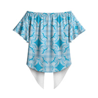 Polu Hawaii Iwa Bird Palaka Motifs Off Shoulder Wrap Waist Top LT14 - Polynesian Pride