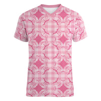 Alaka Hawaii Iwa Bird Palaka Motifs Women V-Neck T-Shirt LT14 Female Pink - Polynesian Pride