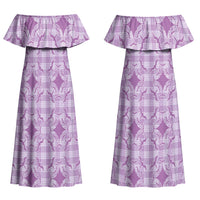 Poni Hawaii Iwa Bird Palaka Motifs Couples Matching Off Shoulder Maxi Dress and Long Sleeve Button Shirt LT14 - Polynesian Pride