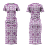 Poni Hawaii Iwa Bird Palaka Motifs Family Matching Short Sleeve Bodycon Dress and Hawaiian Shirt LT14 Mom's Dress Purple - Polynesian Pride