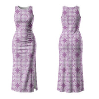 Poni Hawaii Iwa Bird Palaka Motifs Family Matching Tank Maxi Dress and Hawaiian Shirt LT14 Mom's Dress Purple - Polynesian Pride