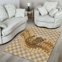 Makue Hawaii Cowboy Palaka Motifs Personalised Area Rug Paniolo Festival Puakenikeni Lei LT14 - Polynesian Pride
