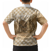 Makue Hawaii Cowboy Palaka Motifs Personalised Kid Hawaiian Shirt Paniolo Festival Puakenikeni Lei LT14 - Polynesian Pride