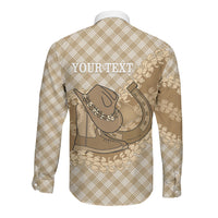 Makue Hawaii Cowboy Palaka Motifs Personalised Long Sleeve Button Shirt Paniolo Festival Puakenikeni Lei LT14 - Polynesian Pride