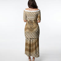 Makue Hawaii Cowboy Palaka Motifs Personalised Puletasi Paniolo Festival Puakenikeni Lei LT14 - Polynesian Pride