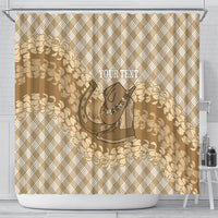 Makue Hawaii Cowboy Palaka Motifs Personalised Shower Curtain Paniolo Festival Puakenikeni Lei LT14 - Polynesian Pride