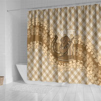 Makue Hawaii Cowboy Palaka Motifs Personalised Shower Curtain Paniolo Festival Puakenikeni Lei LT14 - Polynesian Pride