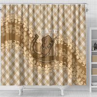 Makue Hawaii Cowboy Palaka Motifs Personalised Shower Curtain Paniolo Festival Puakenikeni Lei LT14 - Polynesian Pride