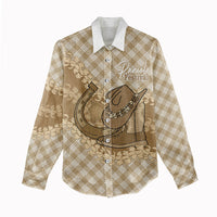 Makue Hawaii Cowboy Palaka Motifs Personalised Women Casual Shirt Paniolo Festival Puakenikeni Lei LT14 - Polynesian Pride