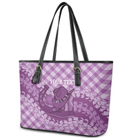 Poni Hawaii Cowboy Palaka Motifs Personalised Leather Tote Bag Paniolo Festival Puakenikeni Lei LT14 - Polynesian Pride