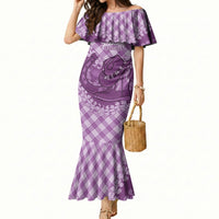 Poni Hawaii Cowboy Palaka Motifs Personalised Mermaid Dress Paniolo Festival Puakenikeni Lei LT14 Women Purple - Polynesian Pride