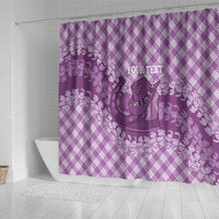 Poni Hawaii Cowboy Palaka Motifs Personalised Shower Curtain Paniolo Festival Puakenikeni Lei LT14 - Polynesian Pride